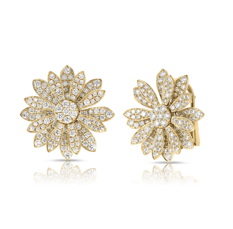 Roberto Coin 18K Yellow Gold Earrings - Flwr Margherita Pavé