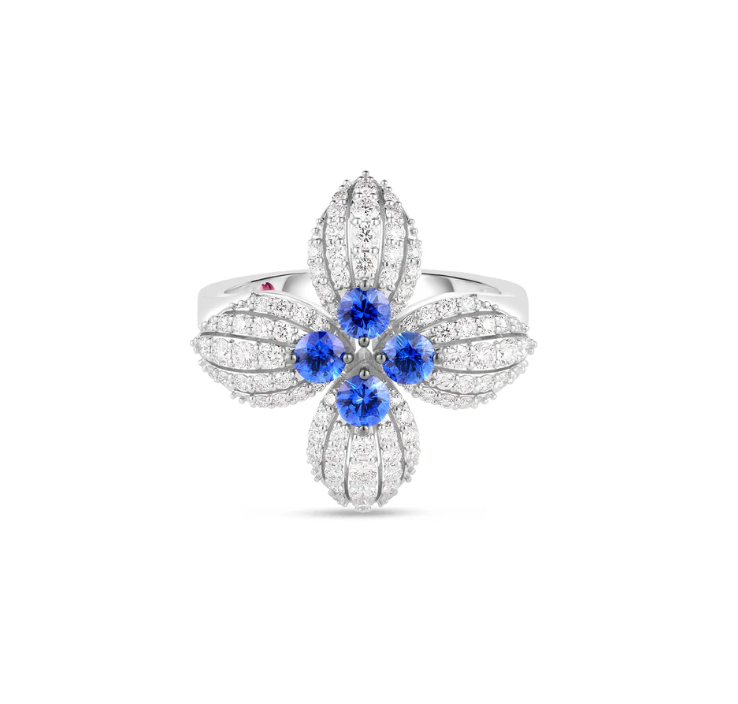 Roberto Coin Verona 18K White Gold Ring - Dia Saph Tw 6.5
