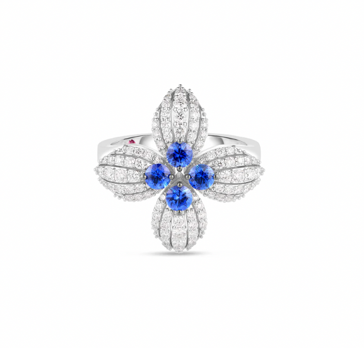 Roberto Coin Verona 18K White Gold Ring - Dia Saph Tw 6.5