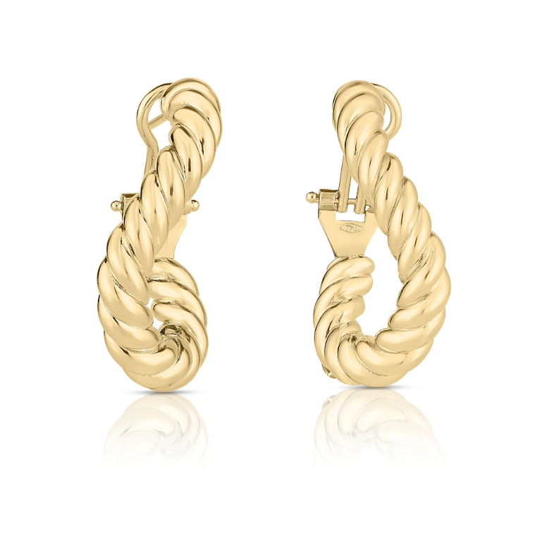 Roberto Coin Oro Classic 18K Yellow Gold Earrings - Twist Euro Back