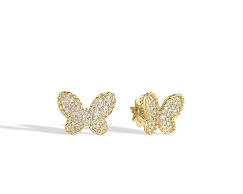 Roberto Coin Animalier 18K Yellow Gold Earrings - Butterfly