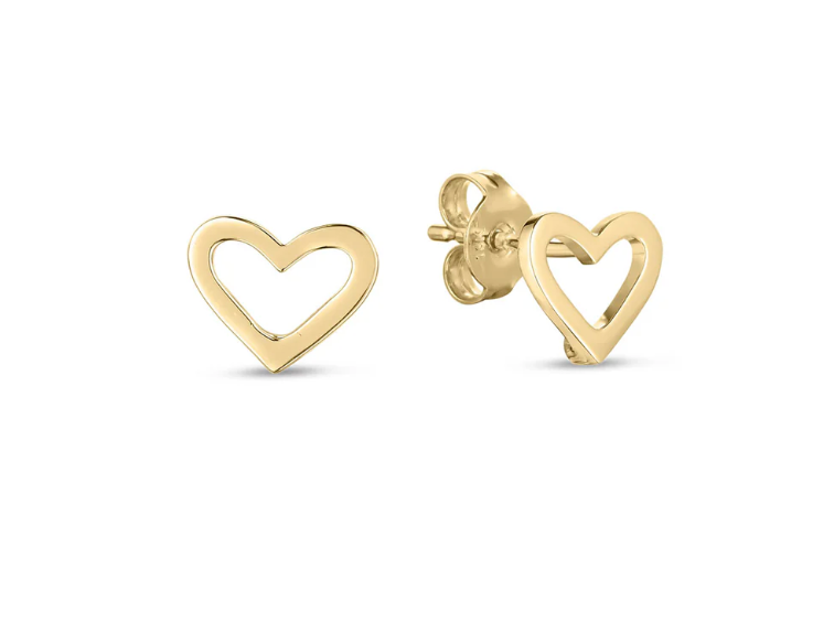 Roberto Coin Tiny Treasures 18K Yellow Gold Earrings - Open Heart Stud