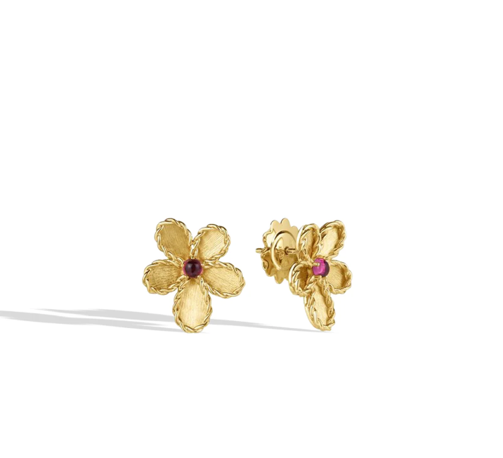 Roberto Coin Tiny Treasures 18K Yellow Gold Earrings - Jasmine Rub Post