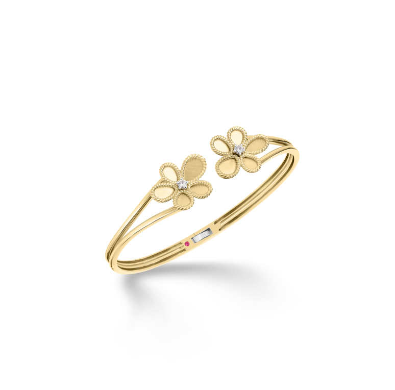 Roberto Coin Tiny Treasures 18K Yellow Gold Bangle - Jasmine Flwr