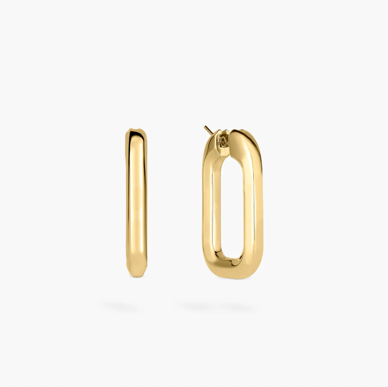 Roberto Coin 18K Yellow Gold Hoops - Des Gld Mm Square Snap Post