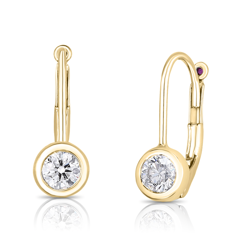 Roberto Coin 18K Yellow Gold Earrings - Bezel Drop Leverback