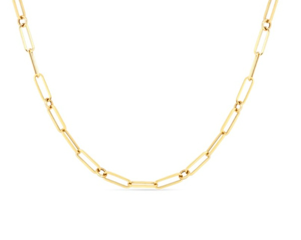 Roberto Coin Paperclip 18K Yellow Gold Chain - Rco Paper Clip/round Link