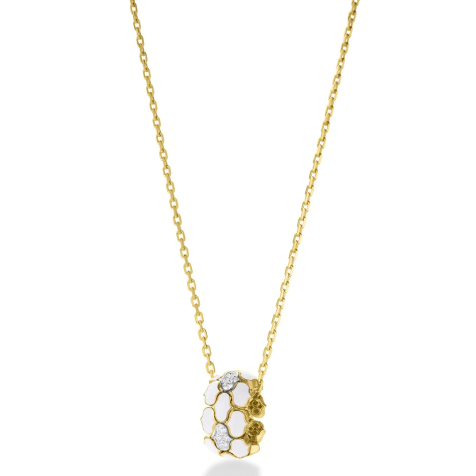 Roberto Coin 18K Yellow & White Gold Pendant - Cobra Wht Enam Rondel