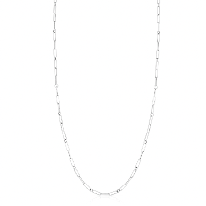 Roberto Coin Paperclip 18K White Gold Chain - & Rnd Link