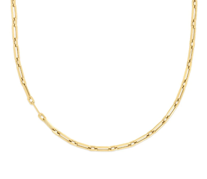 Roberto Coin Paperclip 18K Yellow Gold Chain - Solid with Bike Link