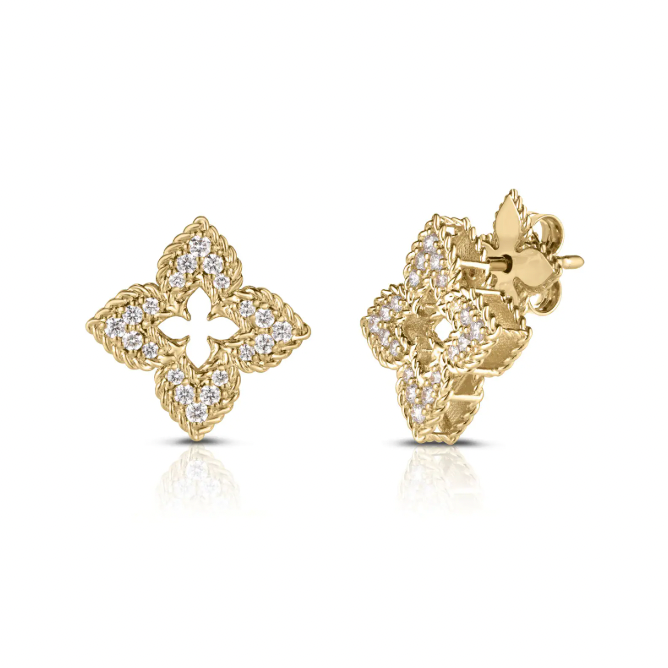 Roberto Coin 18K Yellow Gold Earrings - Dia Ventian Princess