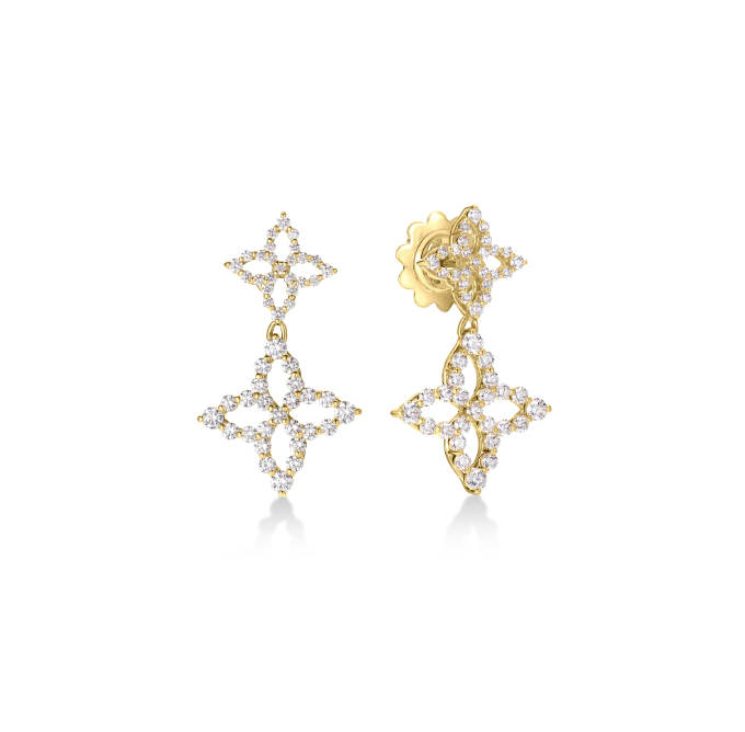 Roberto Coin Venetian Princess 18K Yellow Gold Earrings - Vent Prin Outline Post Back Drop