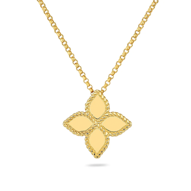 Roberto Coin Princess Flower 18K Yellow Gold Pendant - Med Prin Flwr