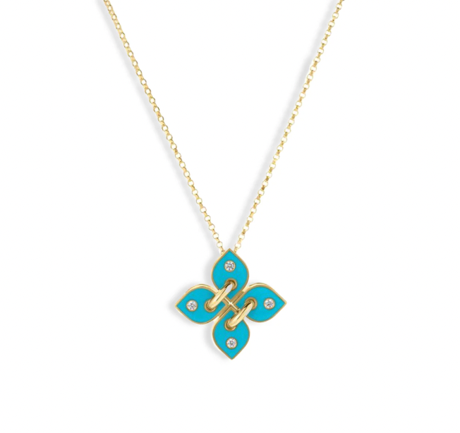 Roberto Coin 18K Yellow Gold Piece - Vp Filo Turq Enamel Nkl