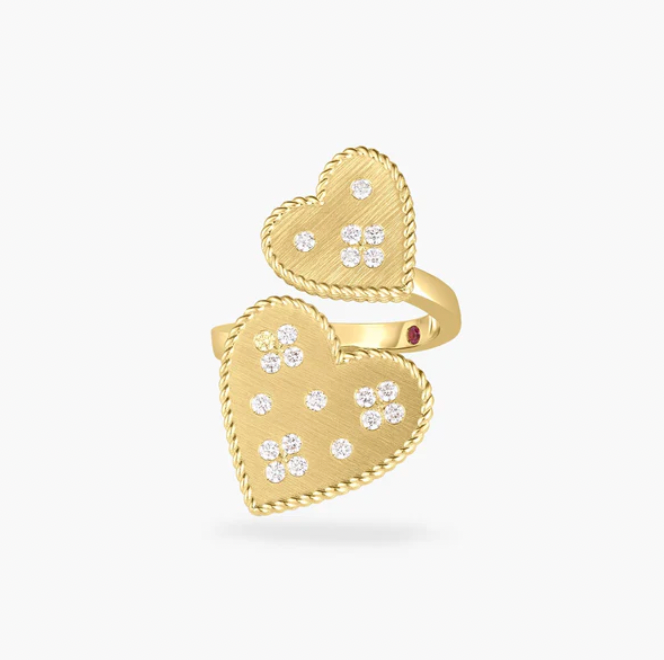 Roberto Coin Venetian Princess 18K Yellow Gold Ring - Ven Prin Dbl Heart