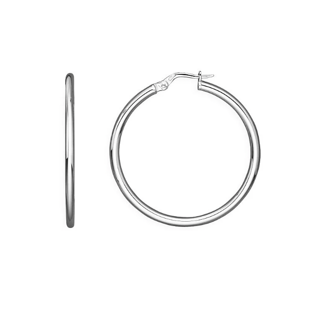 Roberto Coin 18K White Gold Hoops - 35mm