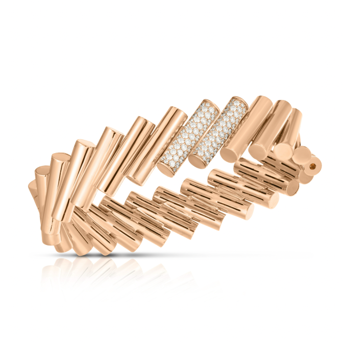 Roberto Coin 18K Rose Gold Bangle - Solid Bar Domino