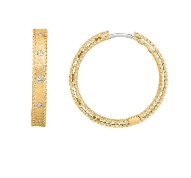 Roberto Coin 18K Yellow Gold Hoops - Sm Princess Satin 23mm