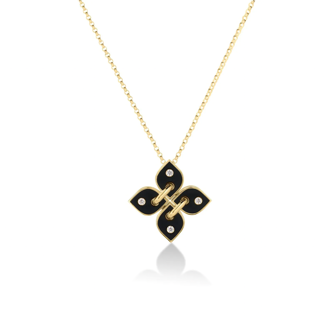 Roberto Coin 18K Yellow Gold Piece - Vp Filo Blk Enamel Nkl