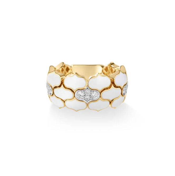Roberto Coin 18K Yellow & White Gold Ring - Shiny Wht Enamel Flex