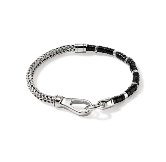 John Hardy Sterling Silver Heishi Mesh Bracelet with Black Onyx