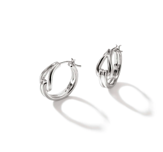 John Hardy Sterling Silver Surf Hoop Earrings
