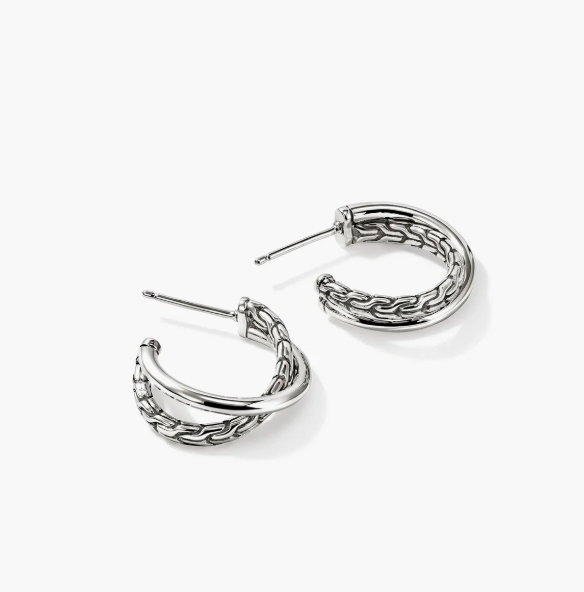 John Hardy Sterling Silver Essentials Crossover Earrings
