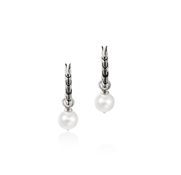 John Hardy Sterling Silver Essentials Hoop Earrings with Cultured Pearl