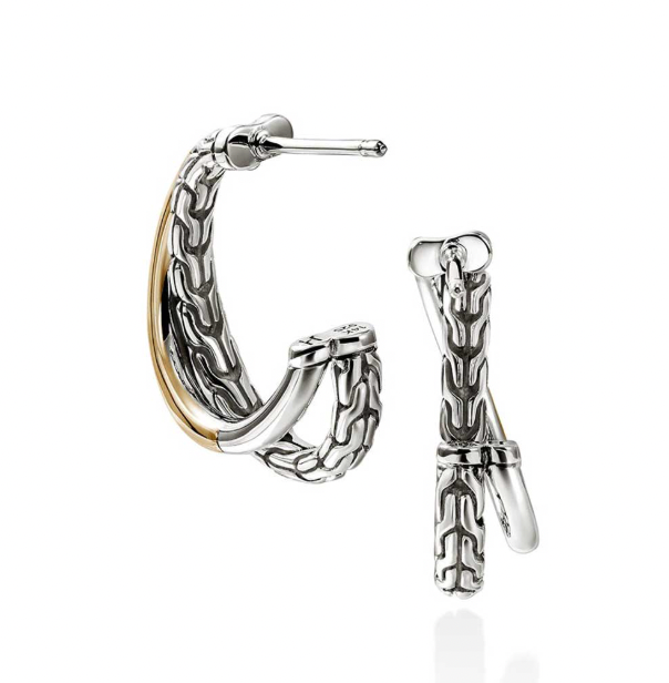 John Hardy 14K Gold & Sterling Silver Crossover Earrings
