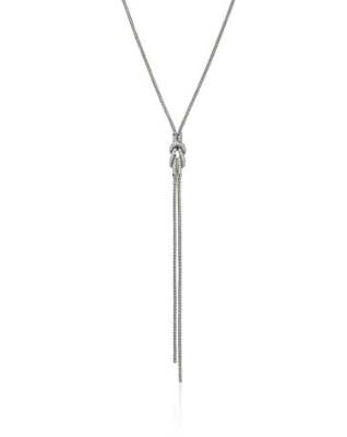 John Hardy Sterling Silver Love Knot Lariat Chain with 0.29 ctw Diamonds