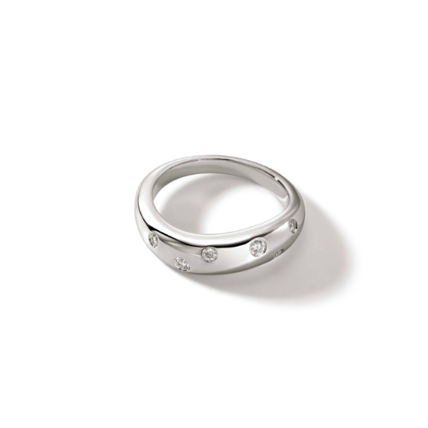 John Hardy Sterling Silver Surf Ring with 0.14 ctw Diamonds