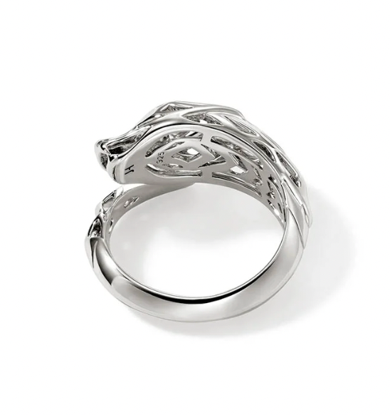 John Hardy Sterling Silver Naga Bypass Ring with Blue Sapphire