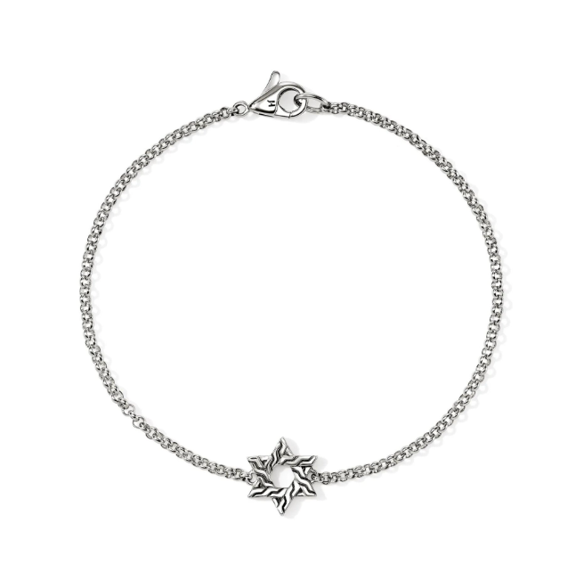 John Hardy Sterling Silver Rolo Chain Star of David Bracelet