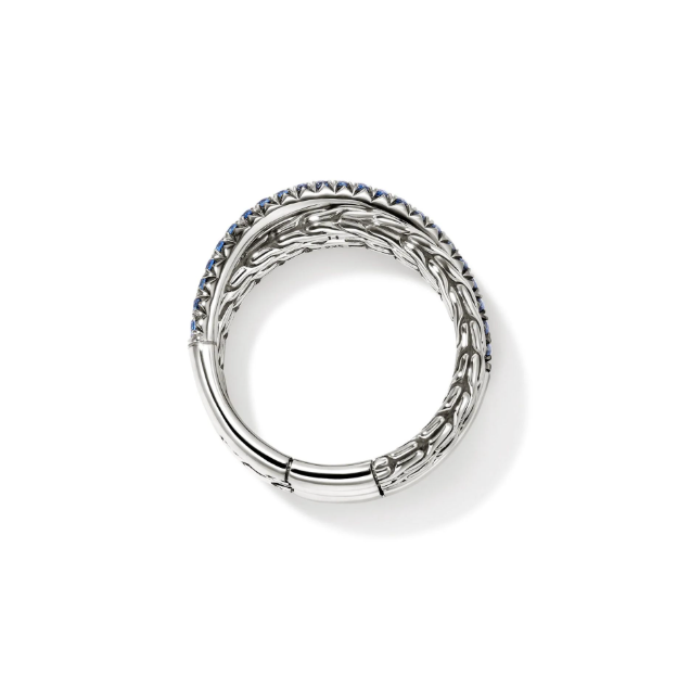 John Hardy Sterling Silver Crossover Ring with Blue Sapphire