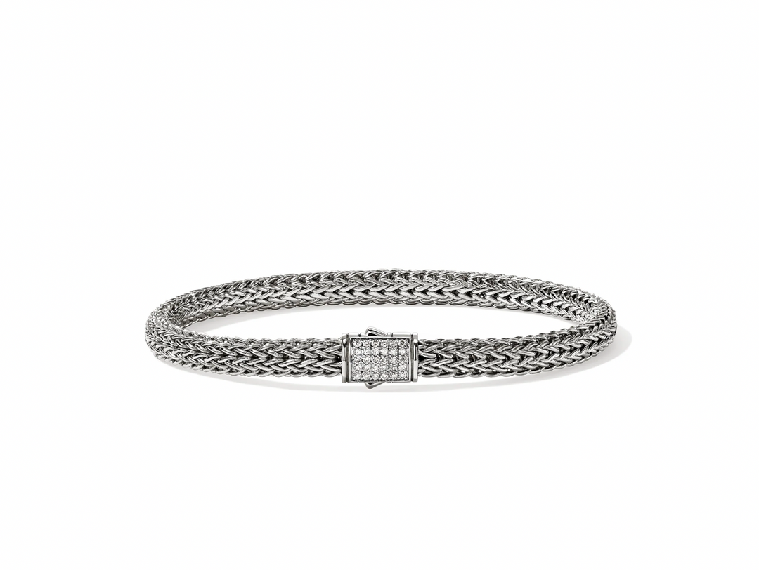 John Hardy Sterling Silver Icon Bracelet with 0.15 ctw Diamonds