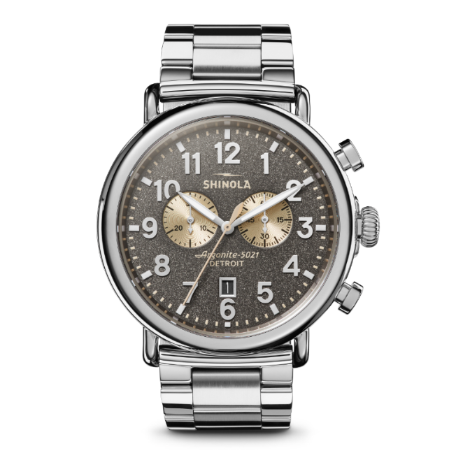 Shinola Men's Runwell 47mm Chronograph Watch with Grey Dial & Stainless Steel Bracelet