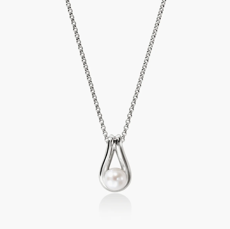 John Hardy Sterling Silver Surf Rolo Chain Necklace with Cultured Pearl