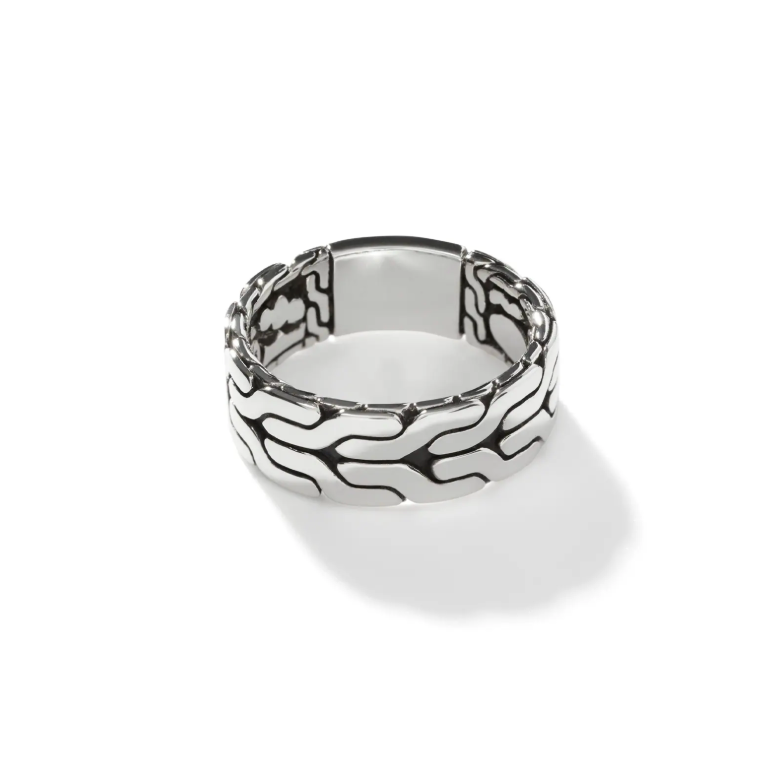 John Hardy Sterling Silver Carved Chain Ring