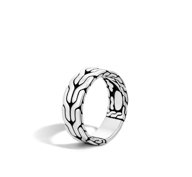 John Hardy Sterling Silver Carved Chain Ring