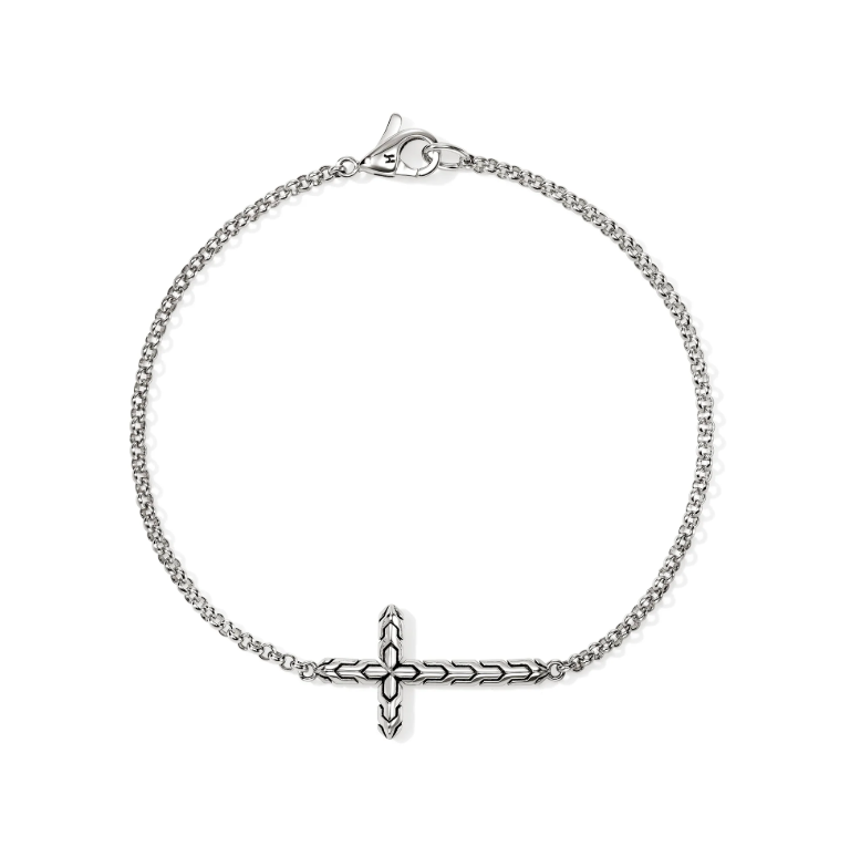 John Hardy Sterling Silver Rolo Chain Cross Bracelet