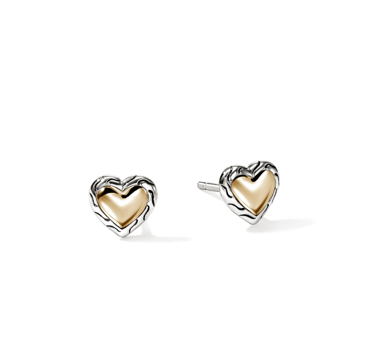 John Hardy 14K Gold & Sterling Silver Stud Heart Earrings