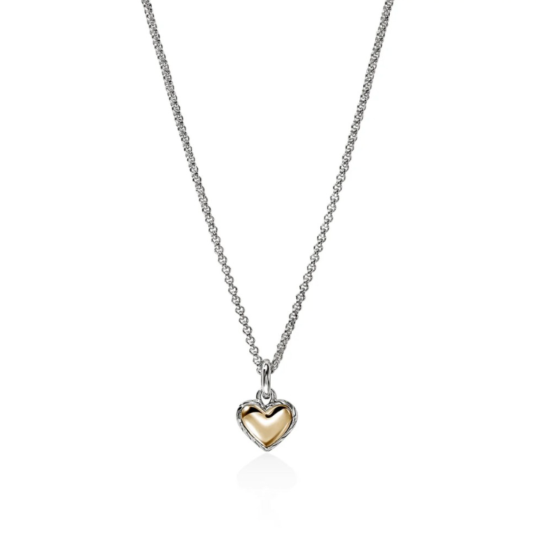 John Hardy 14K Gold & Sterling Silver Rolo Chain Heart