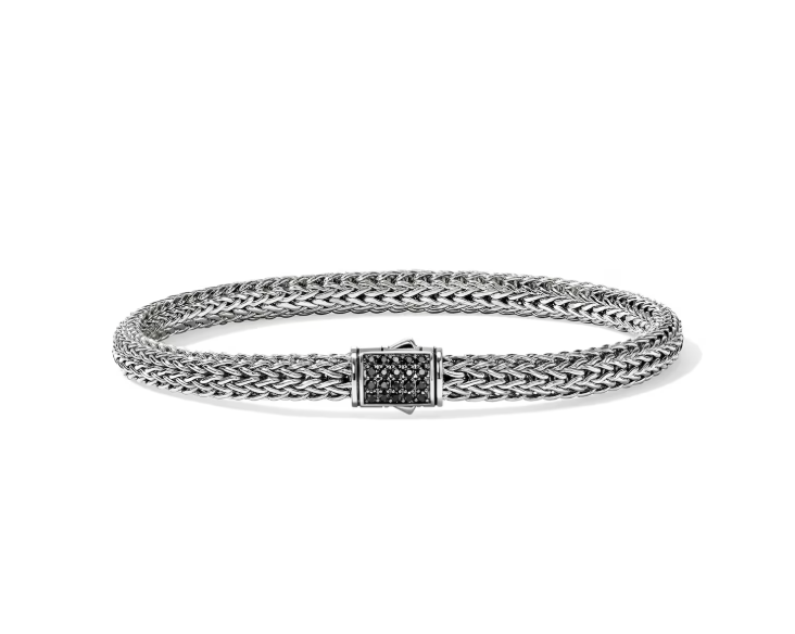 John Hardy Sterling Silver Icon Bracelet with Black Sapphire