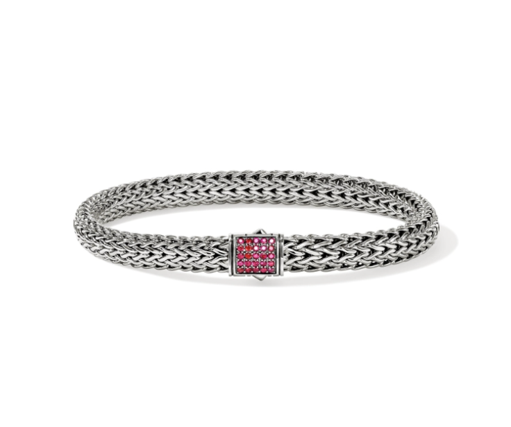 John Hardy Sterling Silver Icon Bracelet with Ruby