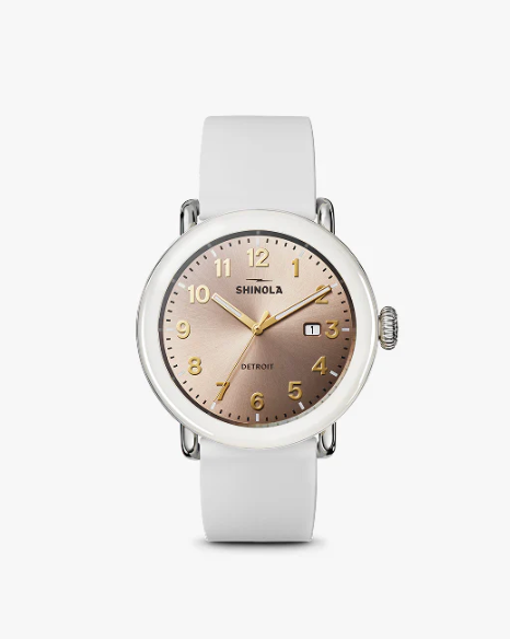 Shinola Men's Runwell Detrola 41mm Three-Hand Watch with Bronze Dial & Rubber Strap