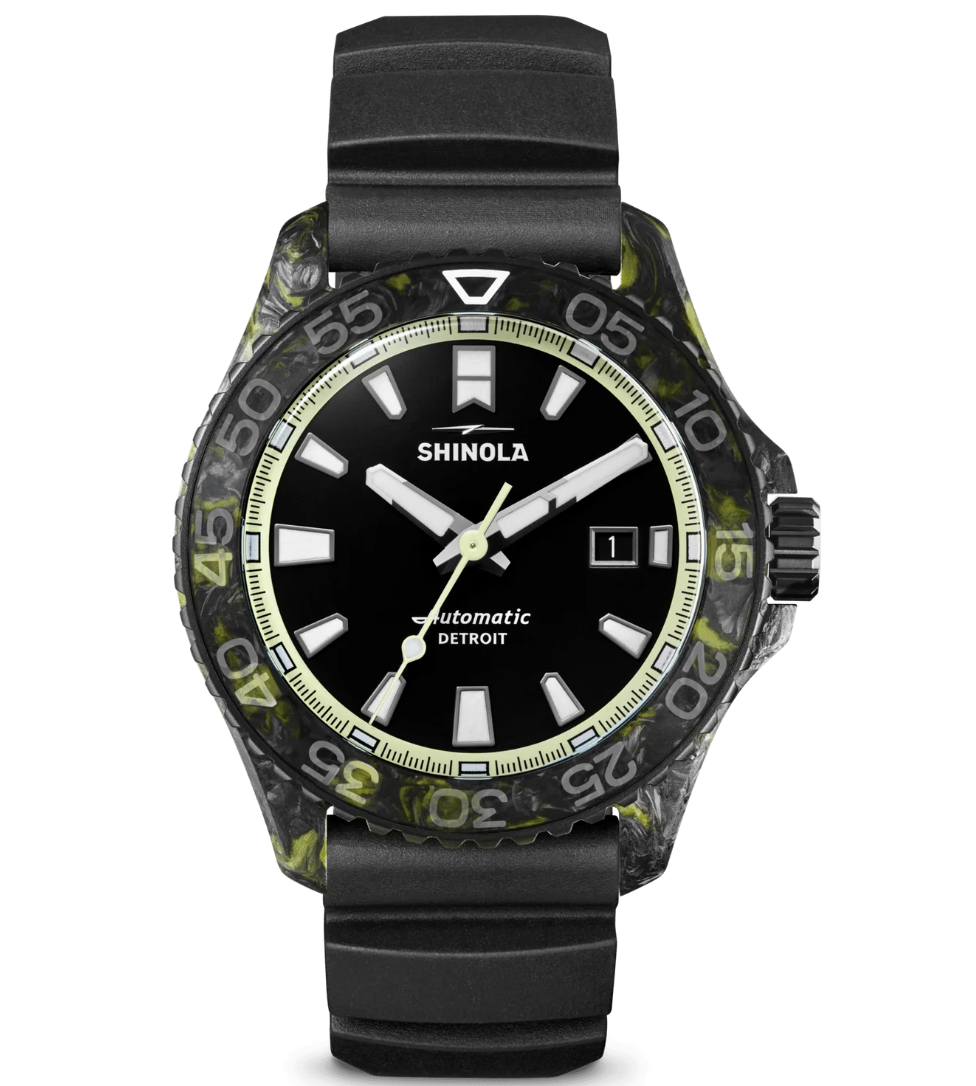 Shinola Men's Monster 45mm Watch with Black Dial & Rubber Strap