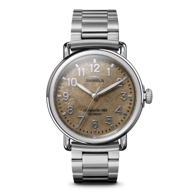 Shinola Men's Runwell 41mm Three-Hand Watch with Petoskey Stone Dial & Stainless Steel Bracelet