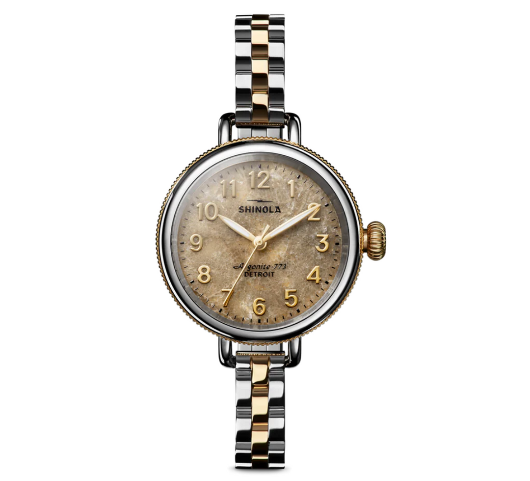Shinola Women's Birdy 34mm Three-Hand Watch with Petoskey Stone Dial & Two-Tone