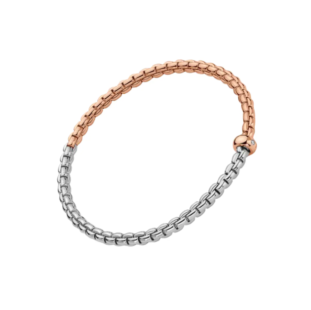 FOPE Prima Flex'it Bracelet in 18K Rose Gold with 0.01 CTW Diamonds (Size S)