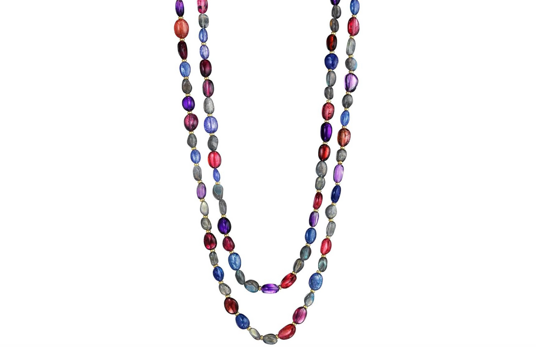 Syna 18K Yellow Gold Tanzanite & Tourmaline & Amethyst Necklace, 36"
